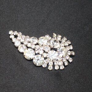 Vintage Rhinestone Paisley Shape Brooch